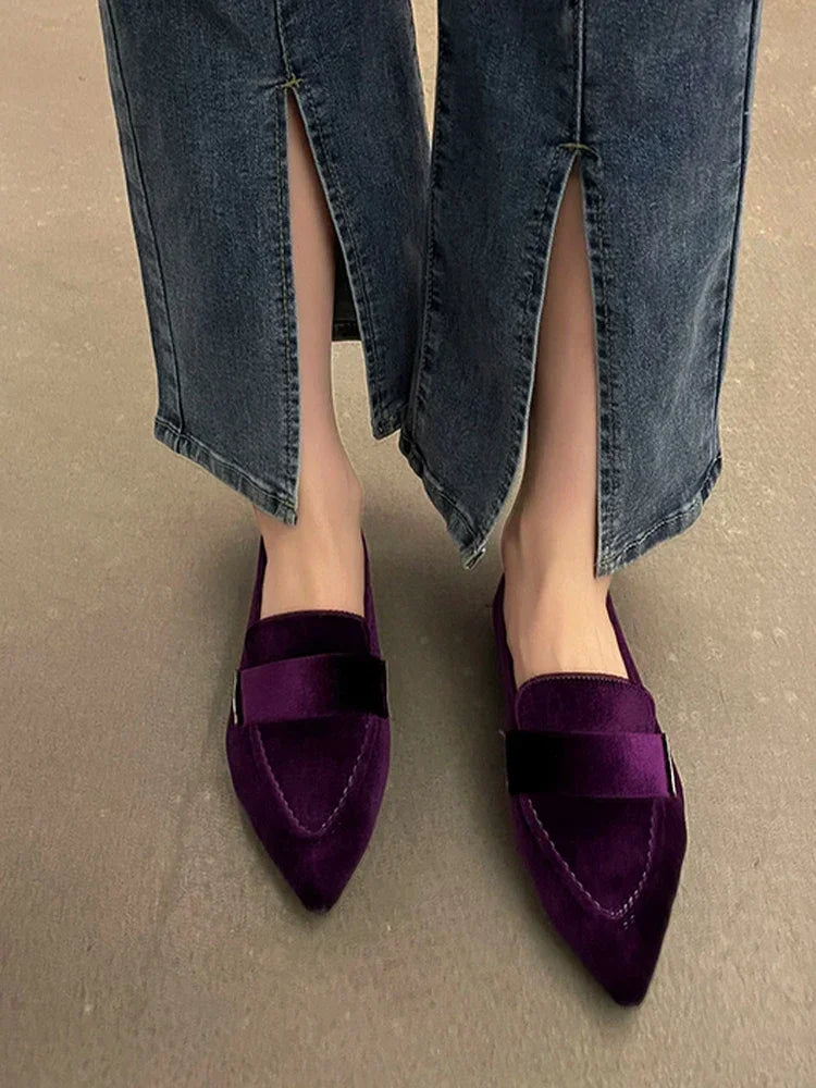 Women Flats Ballet Dance Pointed Toe Sandals Shoes 2024 Spring New Designer Loafers Shoes Suede Casual Sport Walking