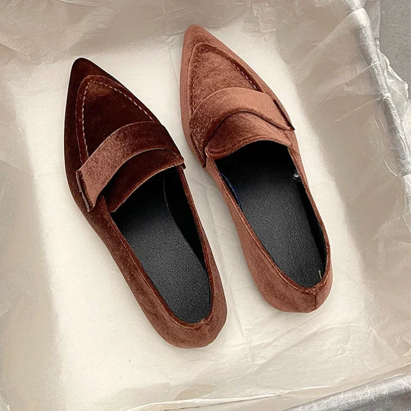 Women Flats Ballet Dance Pointed Toe Sandals Shoes 2024 Spring New Designer Loafers Shoes Suede Casual Sport Walking