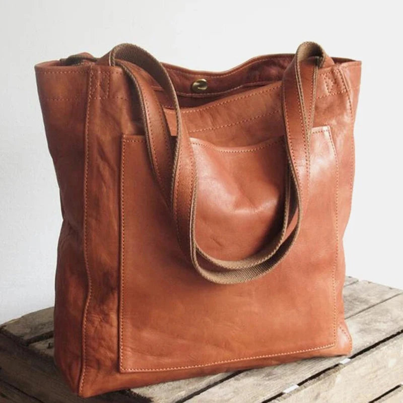 Women's Shoulder Bag Oil Wax Leather Large Capacity Fashionable New Big Tote Bag Retro Soft Leather Oversized Shopping Handbag