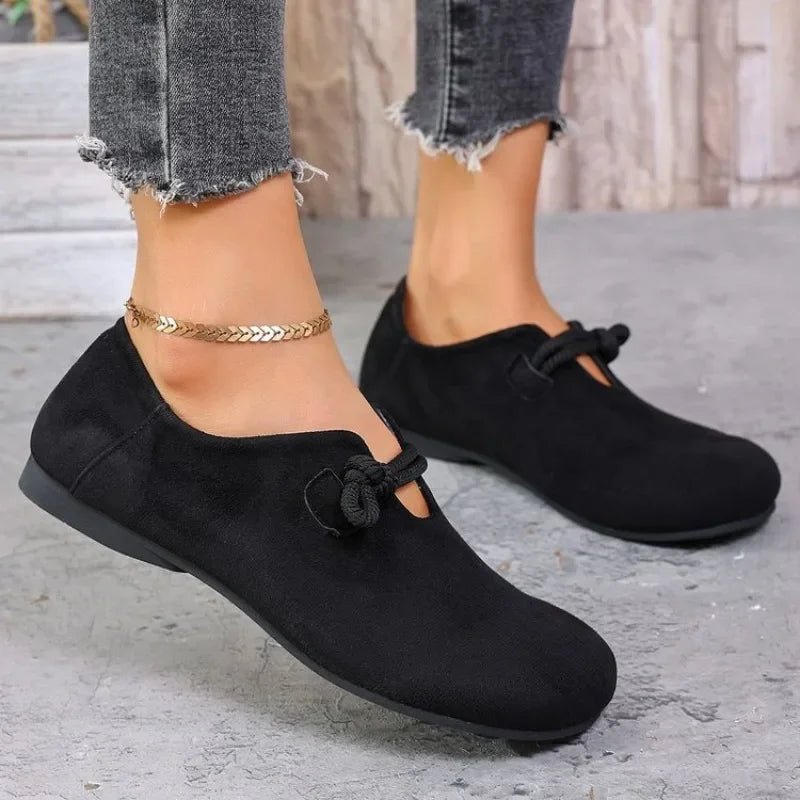 Retro Flat Shoes New Design Shallow Loafers Women's Casual and Comfortable Solid Color Women's Shoes Zapatos De Muje