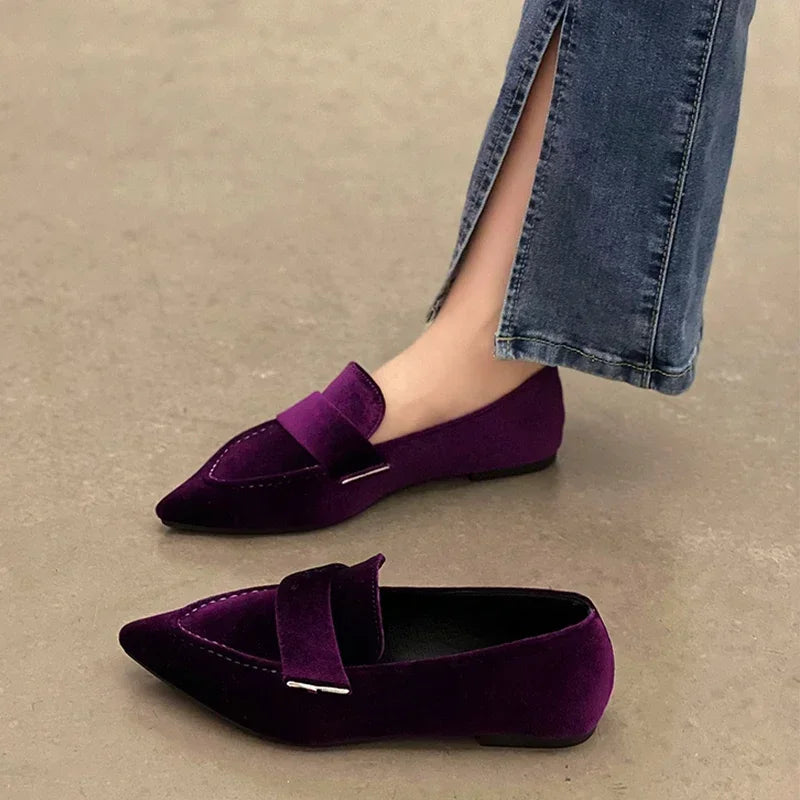 Women Flats Ballet Dance Pointed Toe Sandals Shoes 2024 Spring New Designer Loafers Shoes Suede Casual Sport Walking