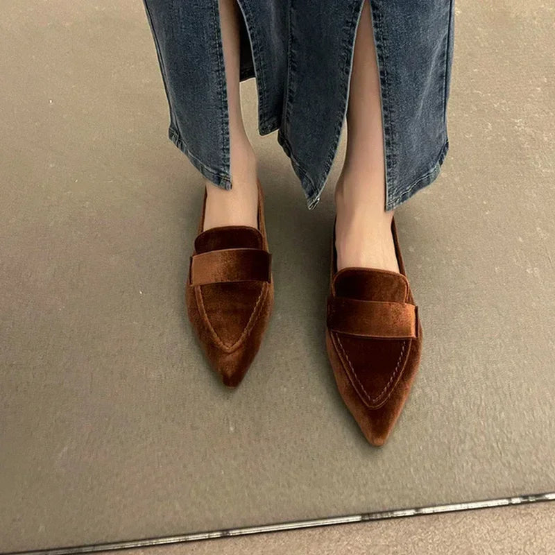 Women Flats Ballet Dance Pointed Toe Sandals Shoes 2024 Spring New Designer Loafers Shoes Suede Casual Sport Walking